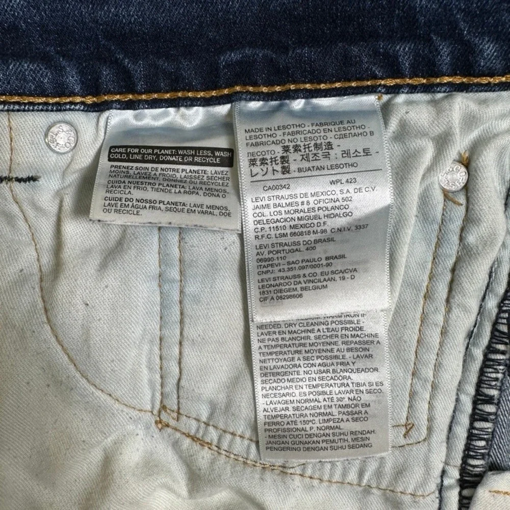 Levis 505 Regular Fit Jeans Mens 38x30 Dark Wash Straight Leg PC9-00505-1455